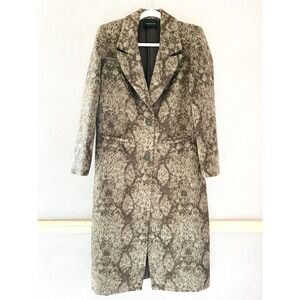 VTG Magaschoni XS Snake Print Wool Blend Longline Overcoat Old Money Mob‎ Wife
